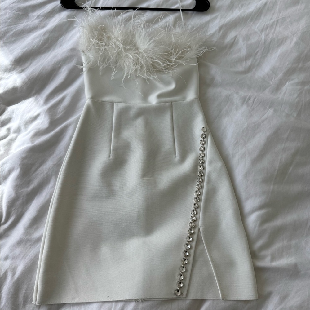 Luminous White Feather Trim Top